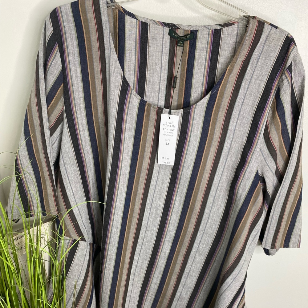 For Cynthia NWT linen striped top, 3x